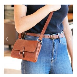 Jack Georges Voyager Mini Crossbody Brown Leather Bag Honey